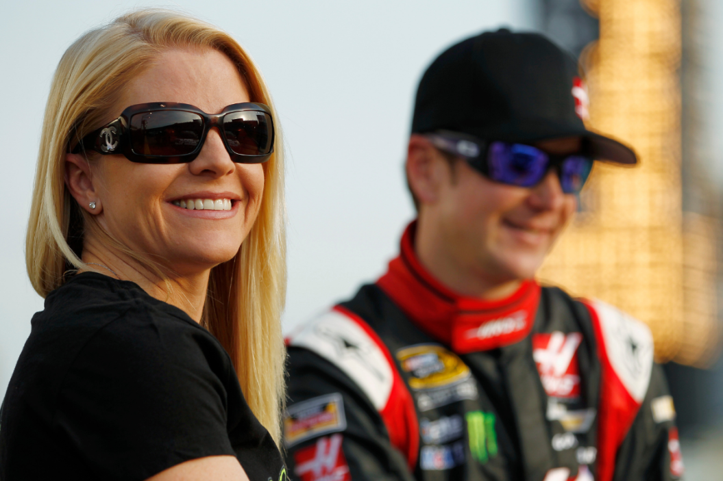 Patricia Driscoll stands on the grid with Kurt Busch, driver of the #41 Haas Automation Made in America Chevrolet, during qualifying for the NASCAR Sprint Cup Series Coca-Cola 600 at Charlotte Motor Speedway on May 22, 2014 in Charlotte, North Carolina