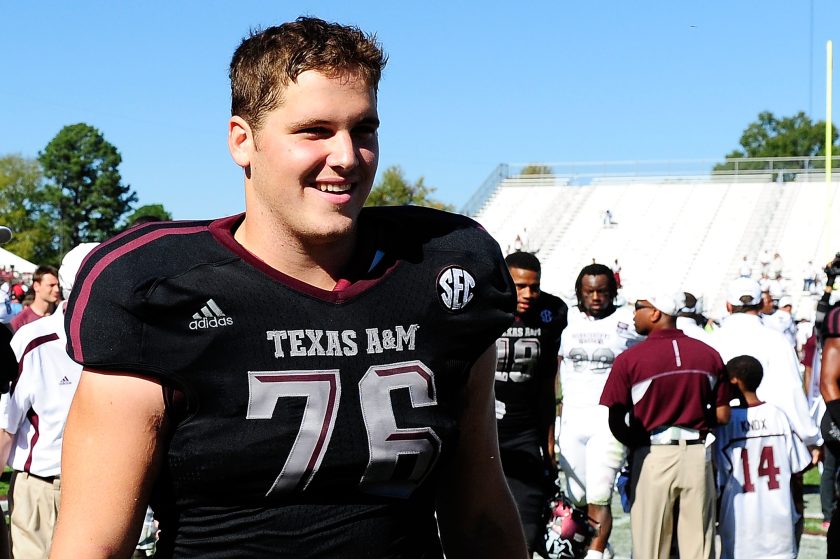 Luke Joeckel after a 2012 Texas A&M game.