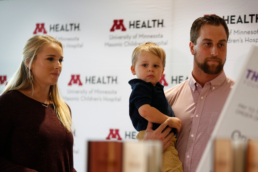 Minnesota Vikings receiver Adam Thielen and his wife Caitlin with their son Asher, announced that they would be stating the Thielen Foundation partnering with the U of M Masonic Children's Hospita