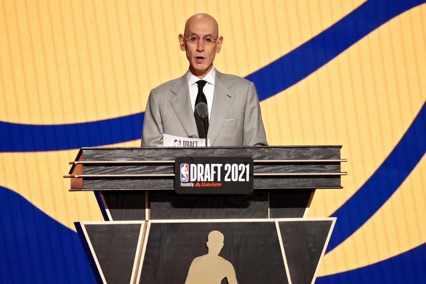 NBA commissioner Adam Silver announces a pick for the Indiana Pacers during the 2021 NBA Draft