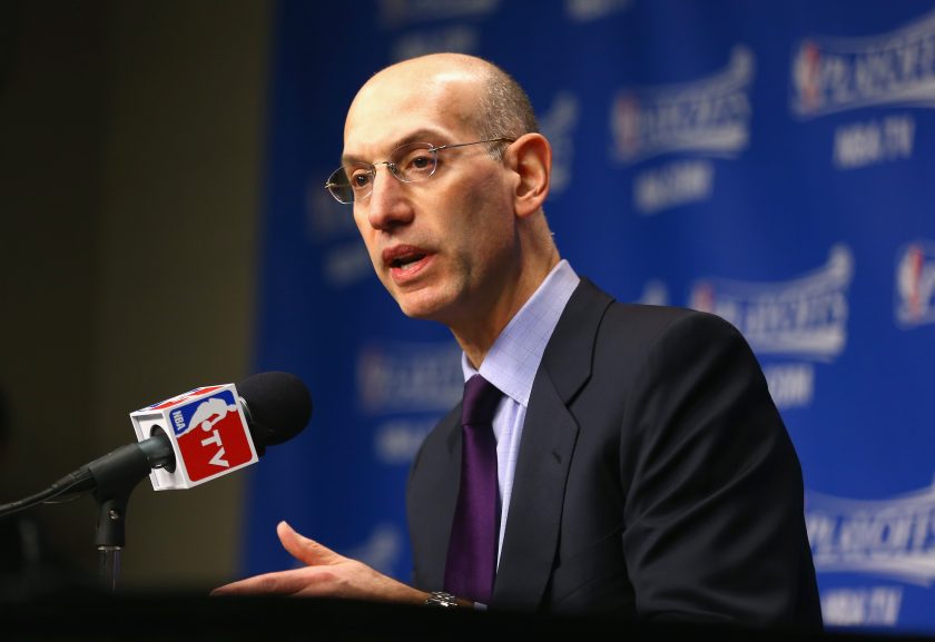 Adam Silver talks to the media in 2014.