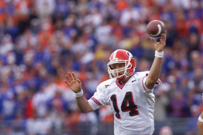 David Greene throws a pass against Florida in 2001.
