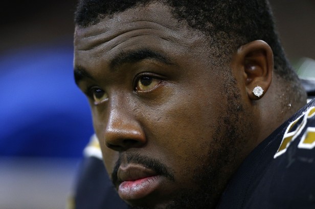 Nick Fairley Looks On During Saints-Lions 2016 Game