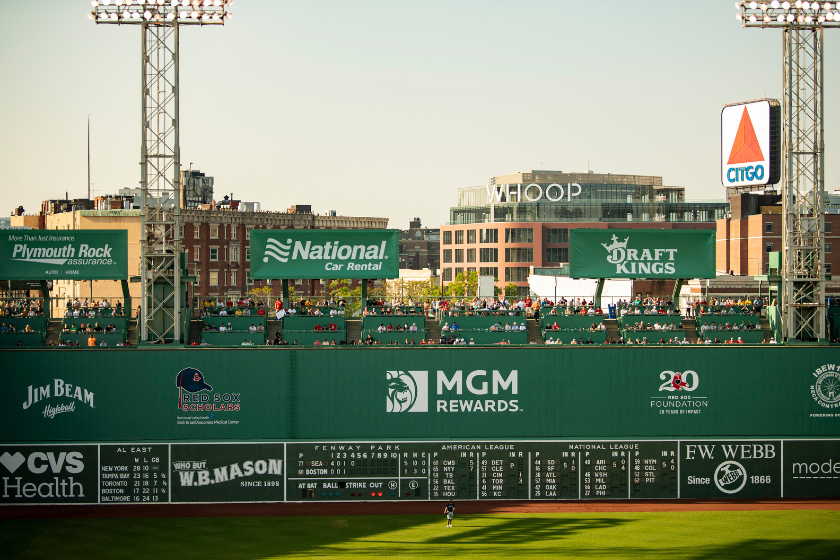 A general view of the Green Monster during a game between the Boston Red Sox and the Seattle Mariners