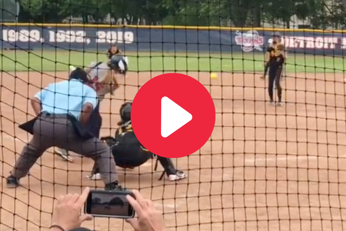 Softball Pitcher Takes Line Drive Off Face Mask Like a Champ