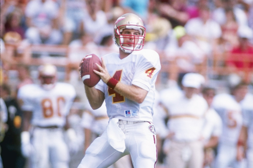 Peter Tom Willis drops back to pass during a Florida State football game. 