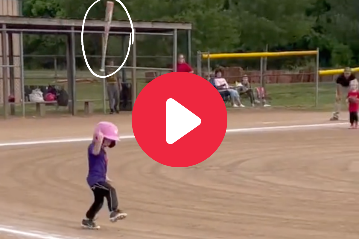 4-Year-Old Softball Player’s Bat Flip Lands on Her Head