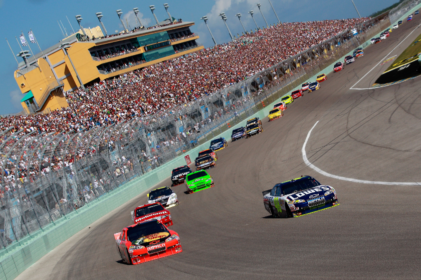 jimmie johnson and jamie mcmurray lead pack at homestead-miami speedway