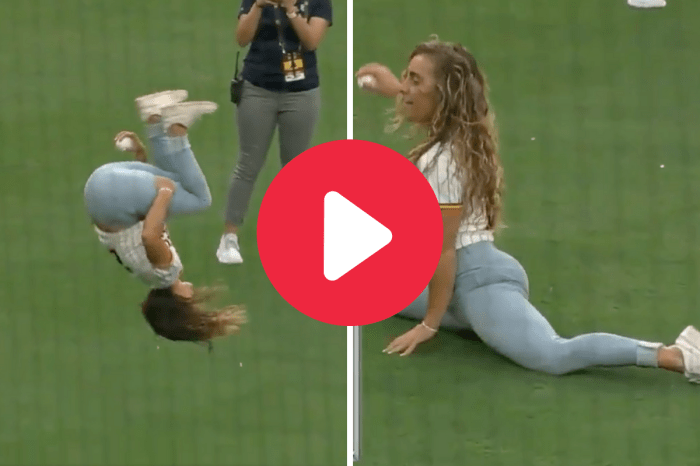 Woman’s Incredible Backflip-Split First Pitch Goes Viral