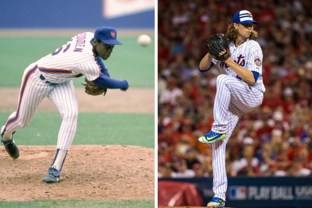 Doc Gooden throws a pitch at Shea Stadium, Jacob deGrom at the 2015 All-Star Game