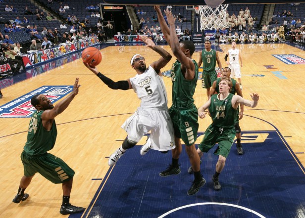 UCF guard MArcus Jordan goes up for a layup against UAB at the 2012 CUSA tournament.