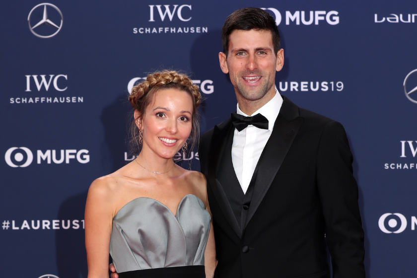 Laureus World Sportsman of The Year 2019 Nominee Novak Djokovic and wife Jelena Djokovic during the 2019 Laureus World Sports Awards