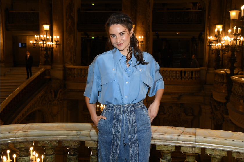 Shaeilene Woodley attends Paris Fashion Week in March 2020.