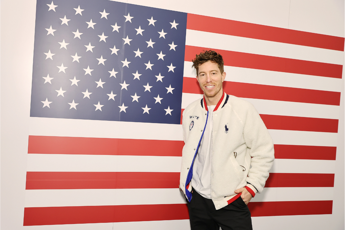 Shaun White tries on his Team USA attire before the 2022 Beijing Olympics.