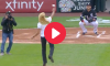 Woman’s First Pitch Hits Cameraman