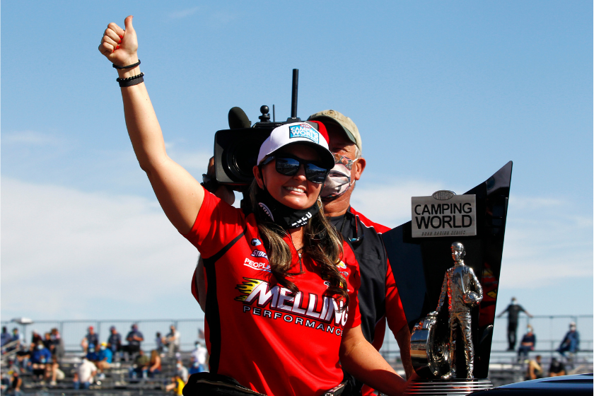 erica enders with thumbs up after winning championship