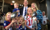Eli Manning's family after the ring of honor induction ceremony during halftime of the game between the New York Giants and the Atlanta Falcons at MetLife Stadium on September 26, 2021.