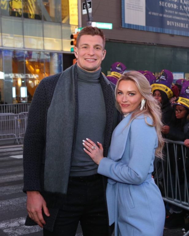 Rob Gronkowski & Camille Kostek attend the Times Square New Year's Eve 2020 Celebration.