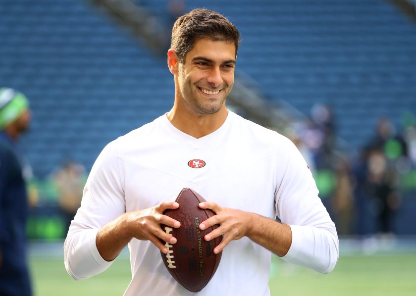 Jimmy Garoppolo Plays Catch Before NFL Game
