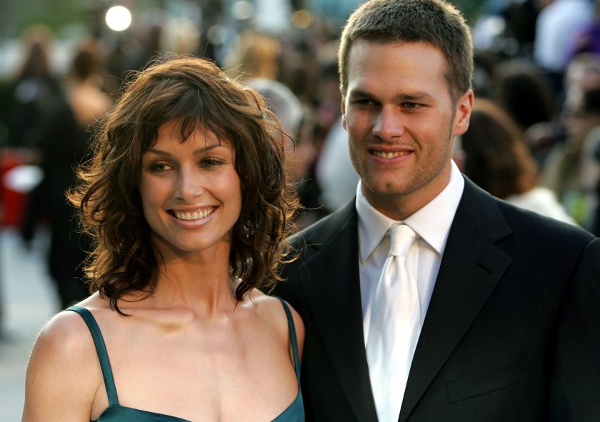 Actress Bridget Moynahan and quarterback Tom Brady and arrives at the Vanity Fair Oscar Party at Mortons on February 27, 2005.