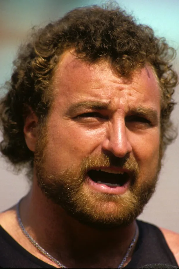 Legendary defensive end John Matuszak of the Los Angeles Raiders looks on during the game against the Detroit Lions.