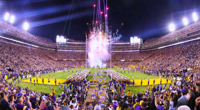 A view of the LSU Tigers runout against Florida Gators in 2019