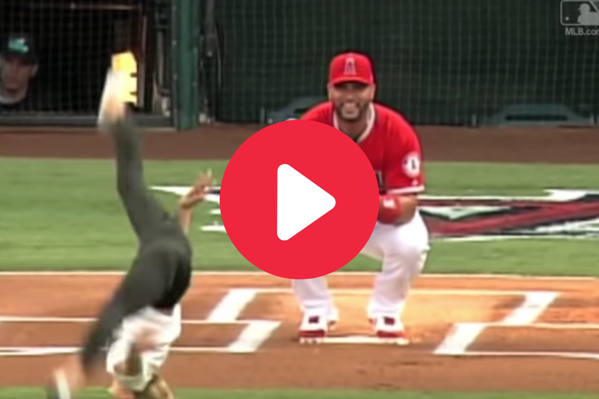 Womans Incredible Backflip Split First Pitch Goes Viral Fanbuzz