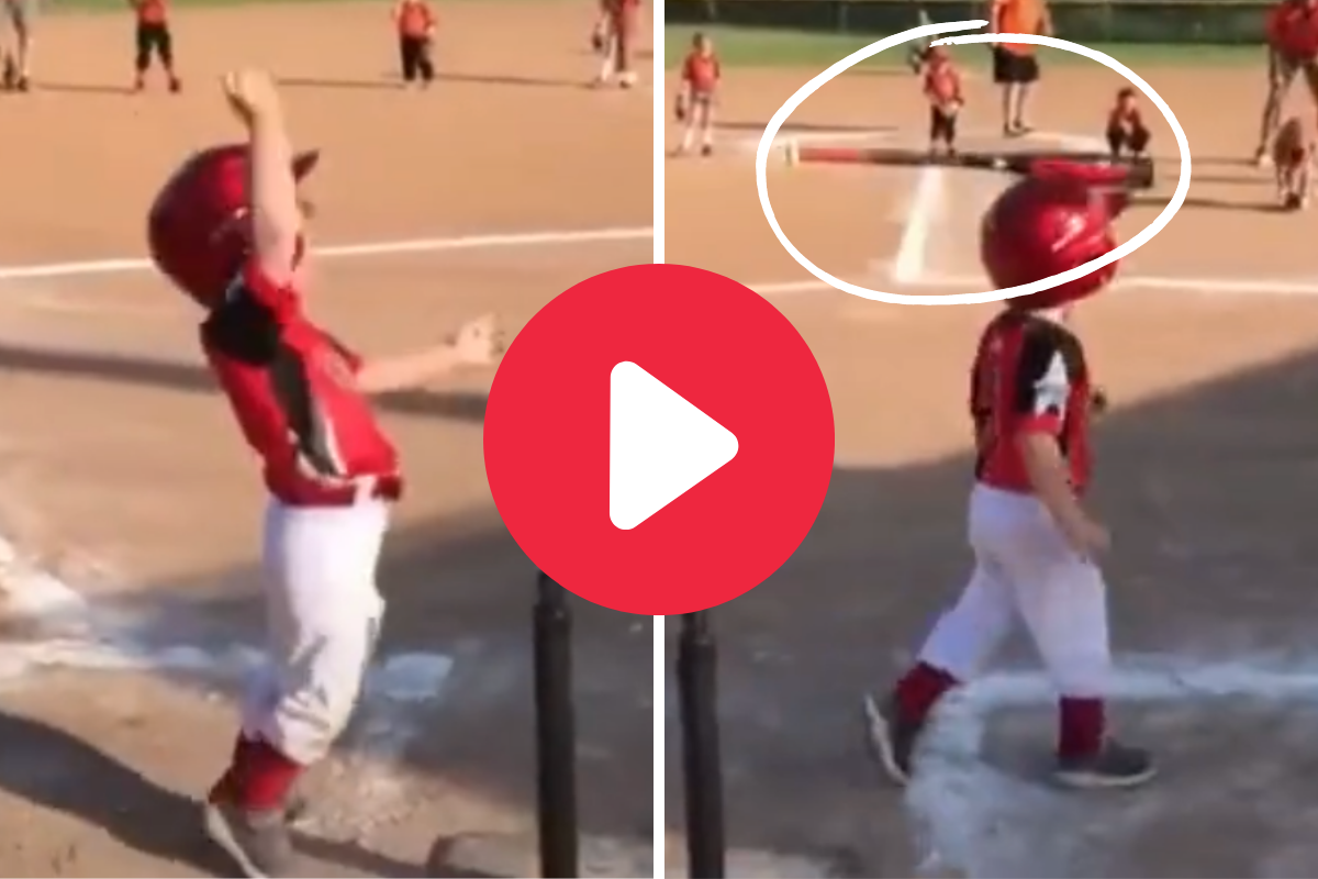 4-Year-Old’s Bat Flip Hilariously Hits His Own Head