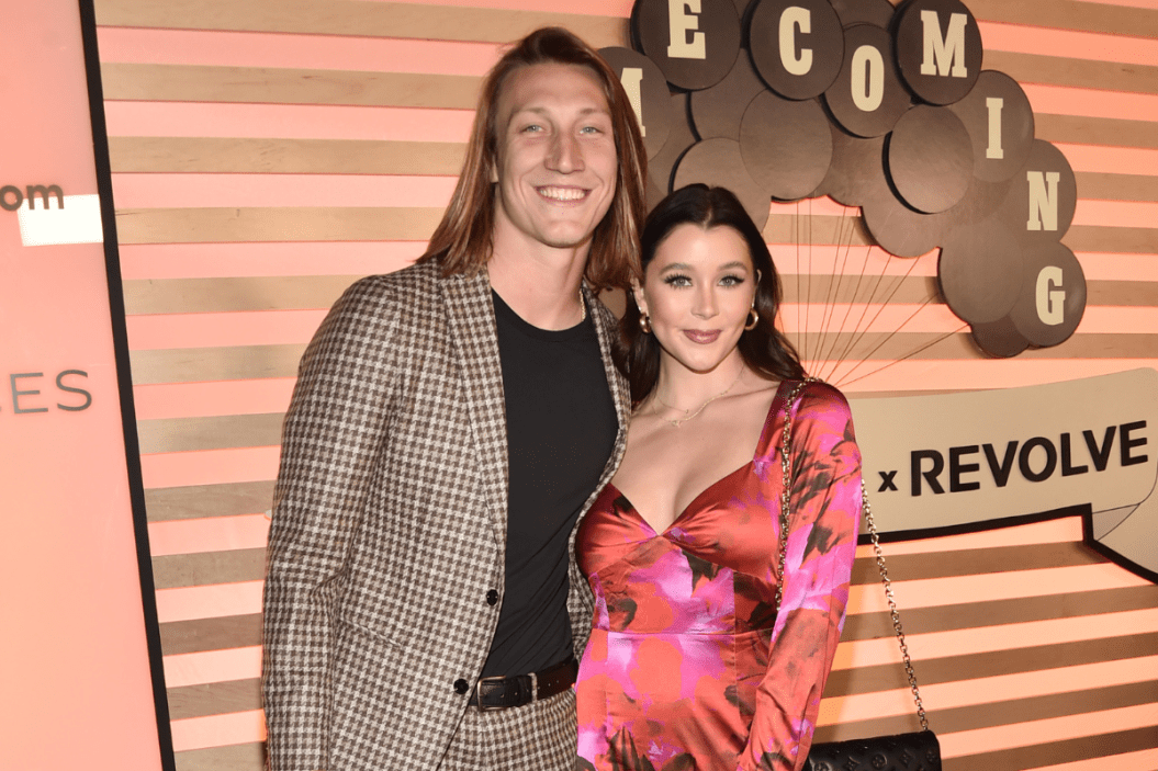 Trevor Lawrence attends a movie premiere with his wife Marissa.