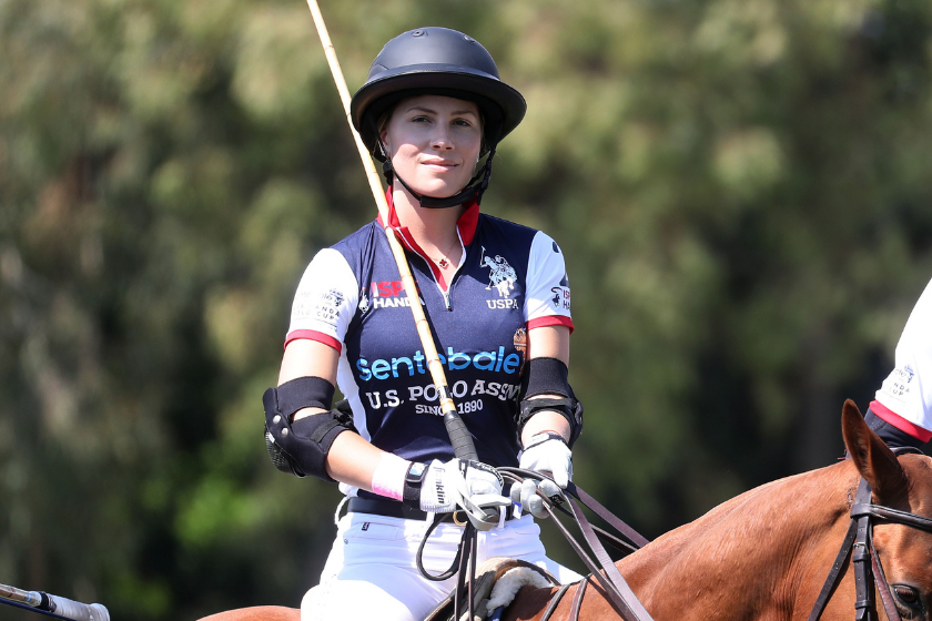 ashley busch on horse at polo event