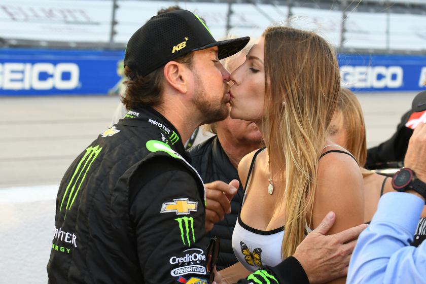kurt busch kissing wife ashley on race track
