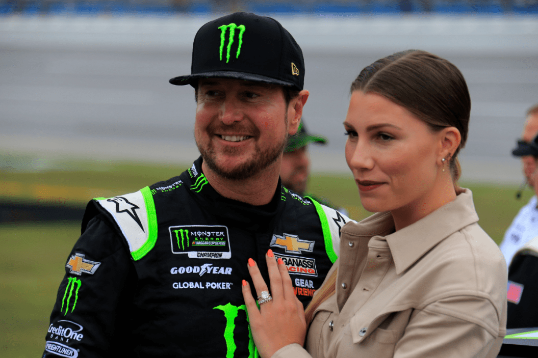 Kurt Busch with wife Ashley during the running of the 51st annual 1000Bulbs.com 500 on October 13, 2019 at Talladega Superspeedway in Talladega, Al.