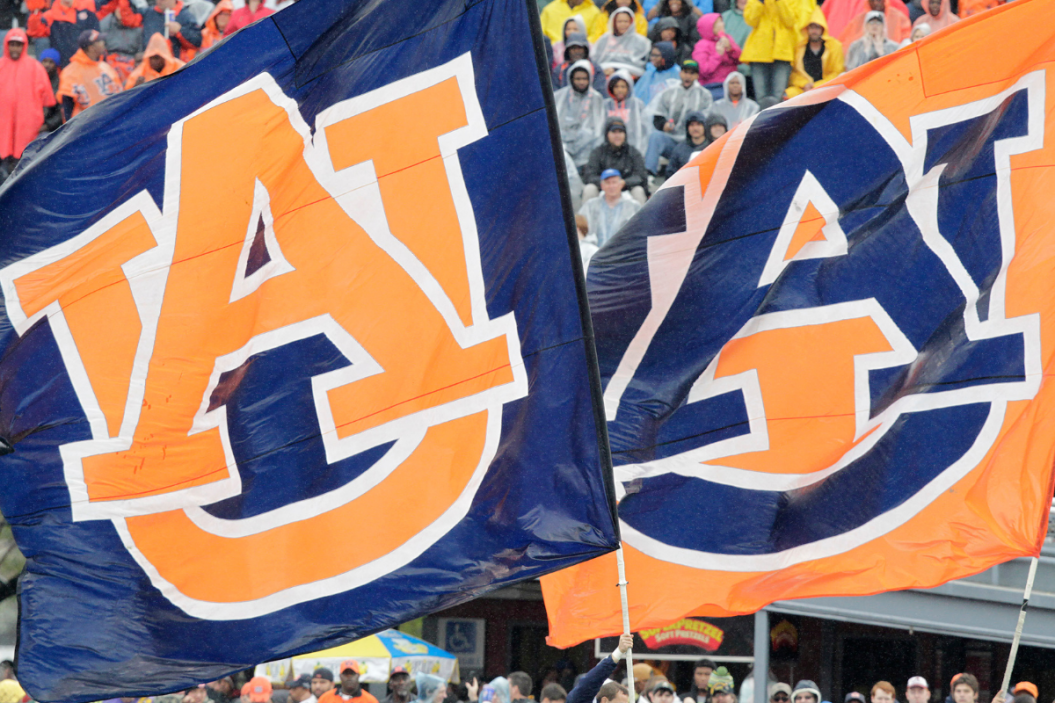 Auburn Flags prior to kickoff