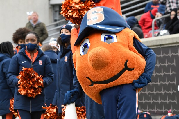 Otto the Orange Mascot Cheers For Syracuse