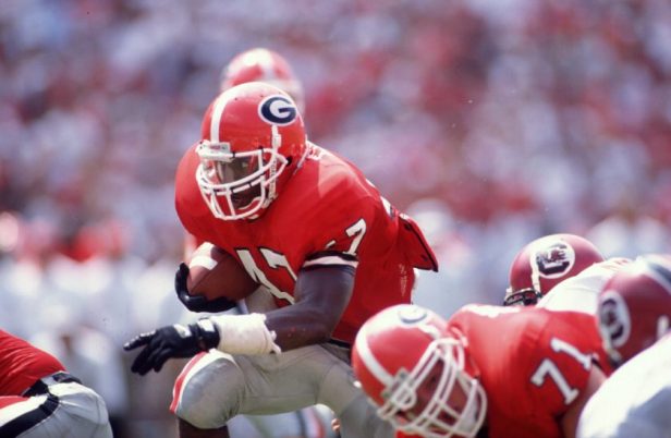 Robert Edwards carries the ball for Georgia in 1995.