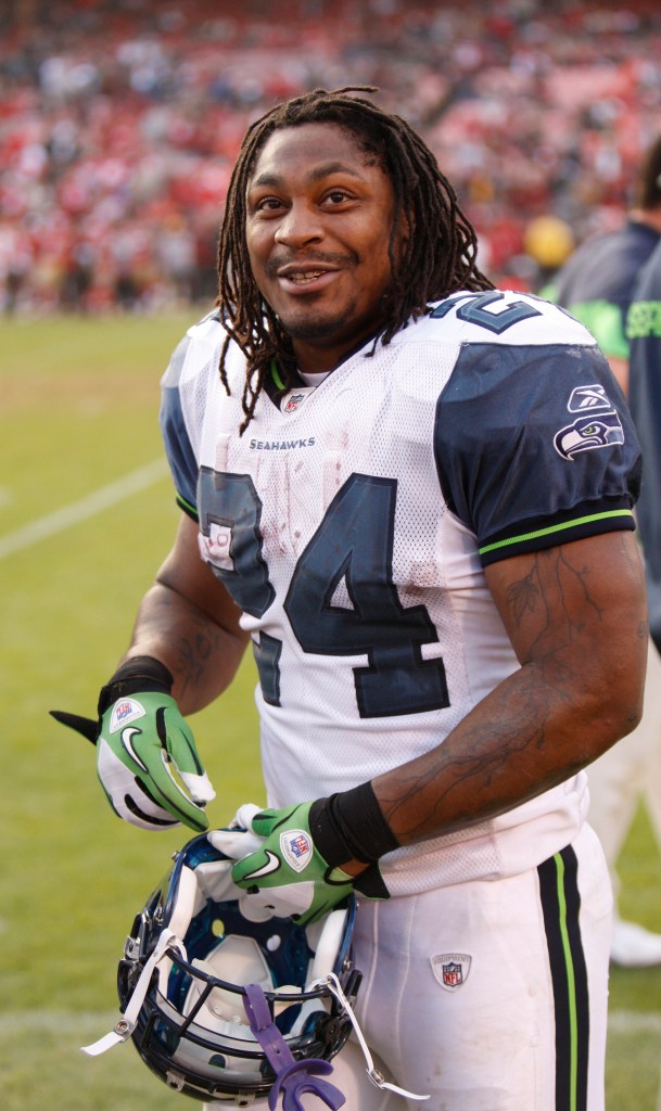 Marshawn Lynch Smiles During 2010 Seahawks Game