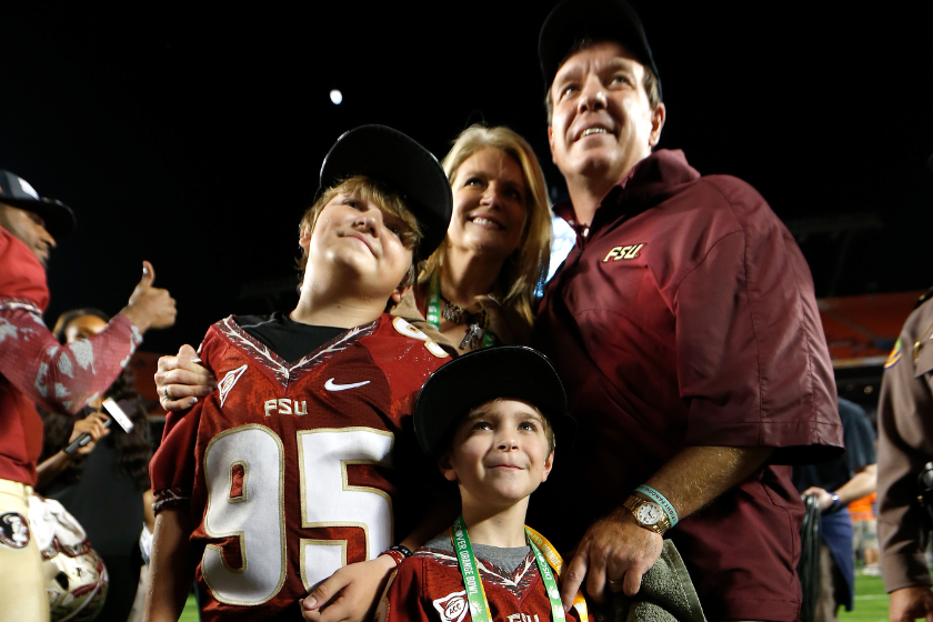 Jimbo Fisher and his ex-wife Candi after a Florida State bowl win.