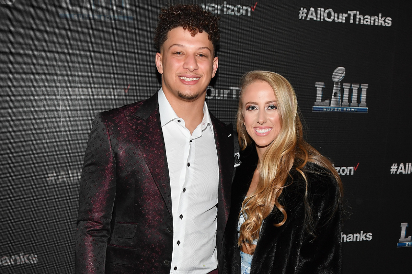 Patrick Mahomes and Fiancee Brittany attend the premiere of a documentary in Atlanta.