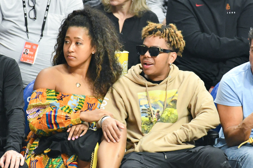 Naomi Osaka and her boyfriend, rapper Cordae, attend a Los Angeles Clippers game.
