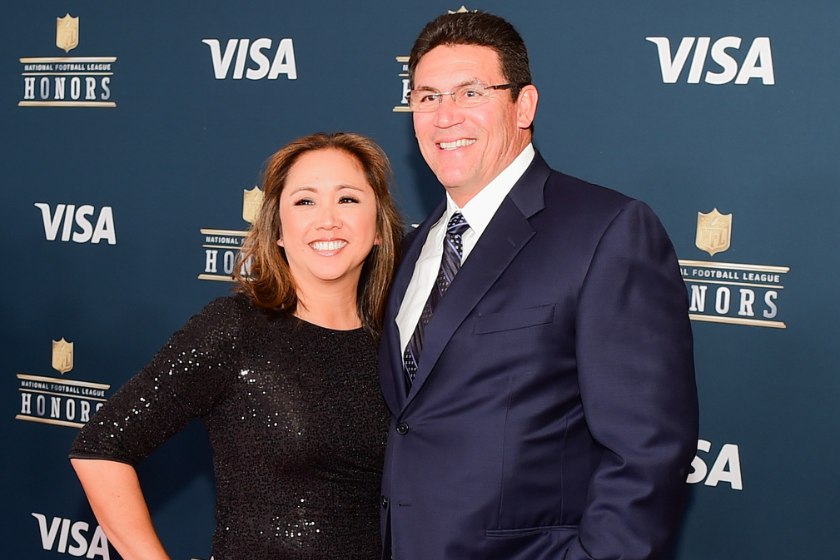 Carolina Panther head coach Ron Rivera and his wife on the Red Carpet during the NFL Honors Red Carpet