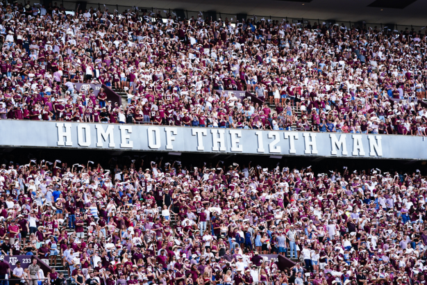 Texas A&M fns cheer at a game against New Mexico.