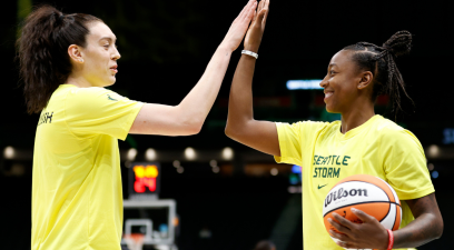 Seattle Storm teammates Breanna Stewart and Jewell Lloyd are two of the highest players in the WNBA.