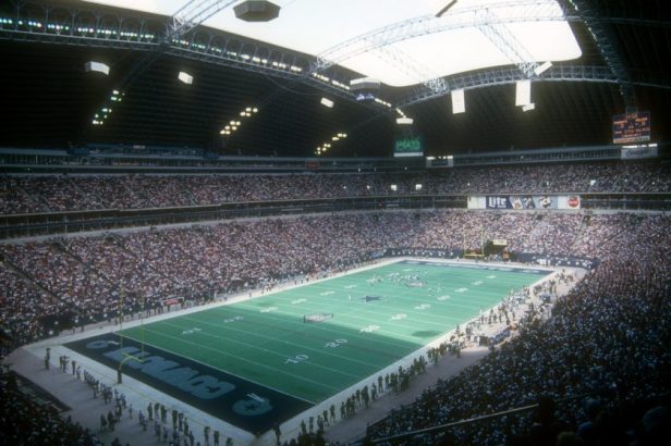 Fans gather at the 1994 Dallas Cowboys-Houston Oilers game at Texas Stadium.