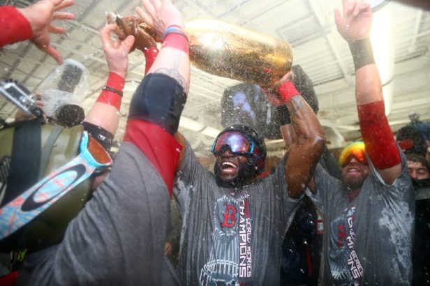 David Ortiz celebrates after winning the 2013 World Series.
