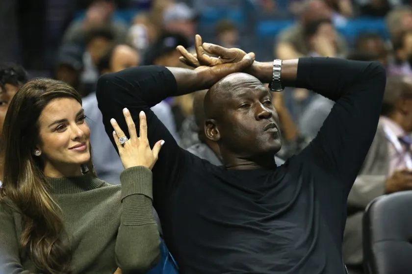 Michael Jordan and Yvette Prieto at an NBA game.