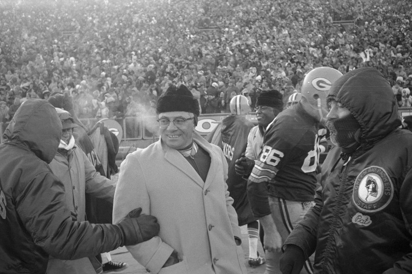 Vince Lombardi smiles after the Packers beat the Cowboys in 1967.