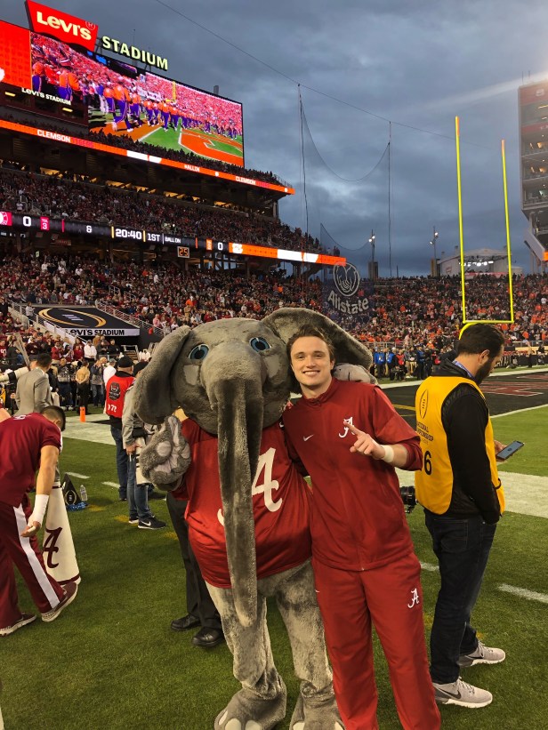 Big Al on the Field at Bryant-Denny Stadium Waving The Alabama