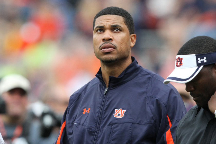 Jason Campbell looks on during an on-field ceremony at Jordan-Haire Stadium.