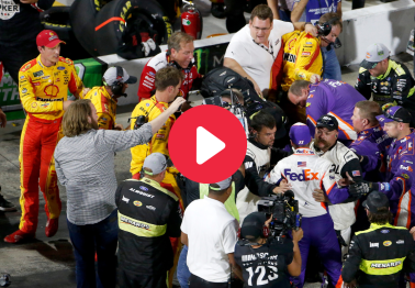 Joey Logano's Crew Member Threw Denny Hamlin to the Ground During This Heated Martinsville Fight