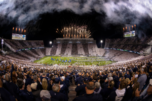 A general view of fireworks before the Stripe Out game between the Penn State Nittany Lions and the Indiana Hoosiers at Beaver Stadium